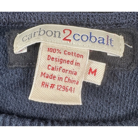 Carbon 2 Cobalt Mens Crewneck Cotton Sweater Black Blue Medium - Picture 2 of 5